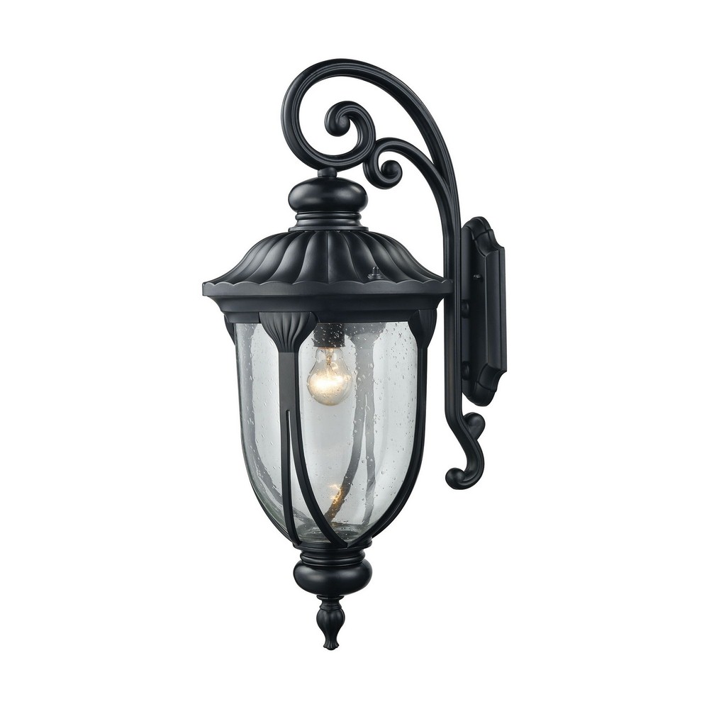 Elk Lighting-87102/1-Derry Hill - 1 Light Outdoor Wall Lantern in Traditional Style with Victorian and Vintage Charm inspirations - 28 Inches tall and 12 inches wide   Matte Black Finish with Clear Bu