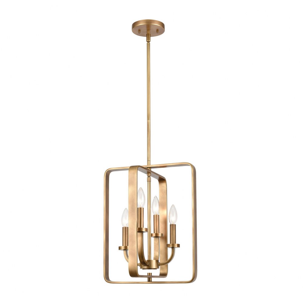 Elk Lighting-89044/4-Erindale - 4 Light Pendant in Transitional Style with Country/Cottage and Urban/Industrial inspirations - 18 Inches tall and 13 inches wide   Natural Brass Finish