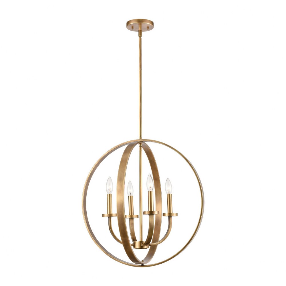 Elk Lighting-89045/4-Erindale - 4 Light Chandelier in Transitional Style with Country/Cottage and Urban/Industrial inspirations - 23 Inches tall and 22 inches wide   Natural Brass Finish