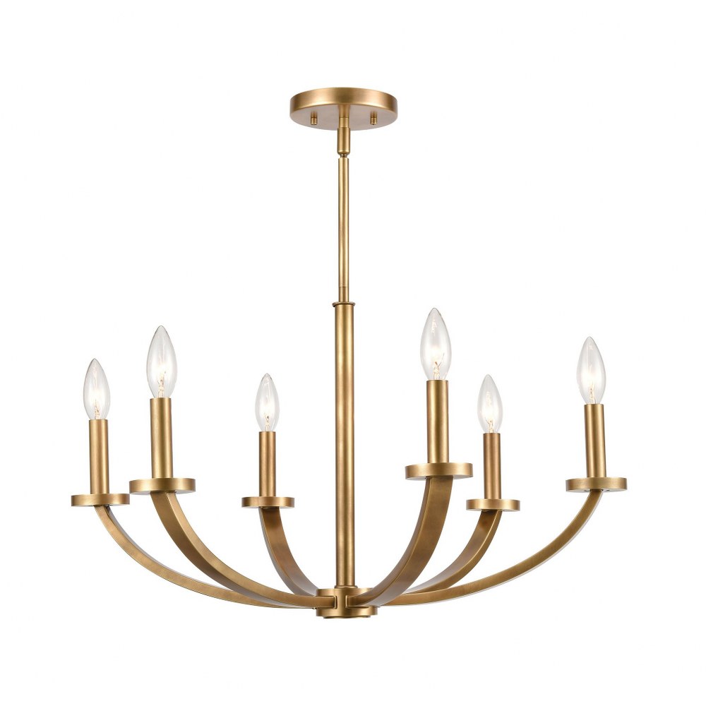 Elk Lighting-89046/6-Erindale - 6 Light Chandelier in Transitional Style with Country/Cottage and Urban/Industrial inspirations - 15 Inches tall and 26 inches wide   Natural Brass Finish