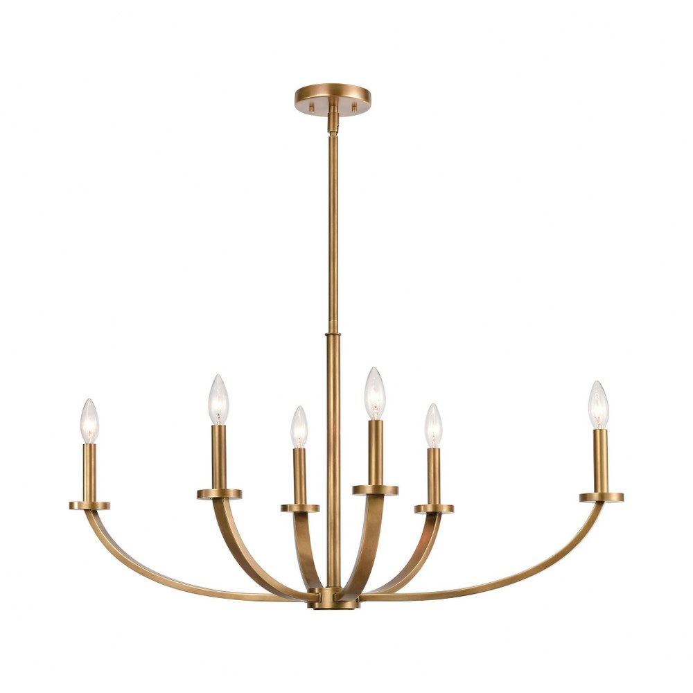 Elk Lighting-89048/6-Erindale - 6 Light Island in Transitional Style with Country/Cottage and Urban/Industrial inspirations - 18 Inches tall and 36 inches wide   Natural Brass Finish