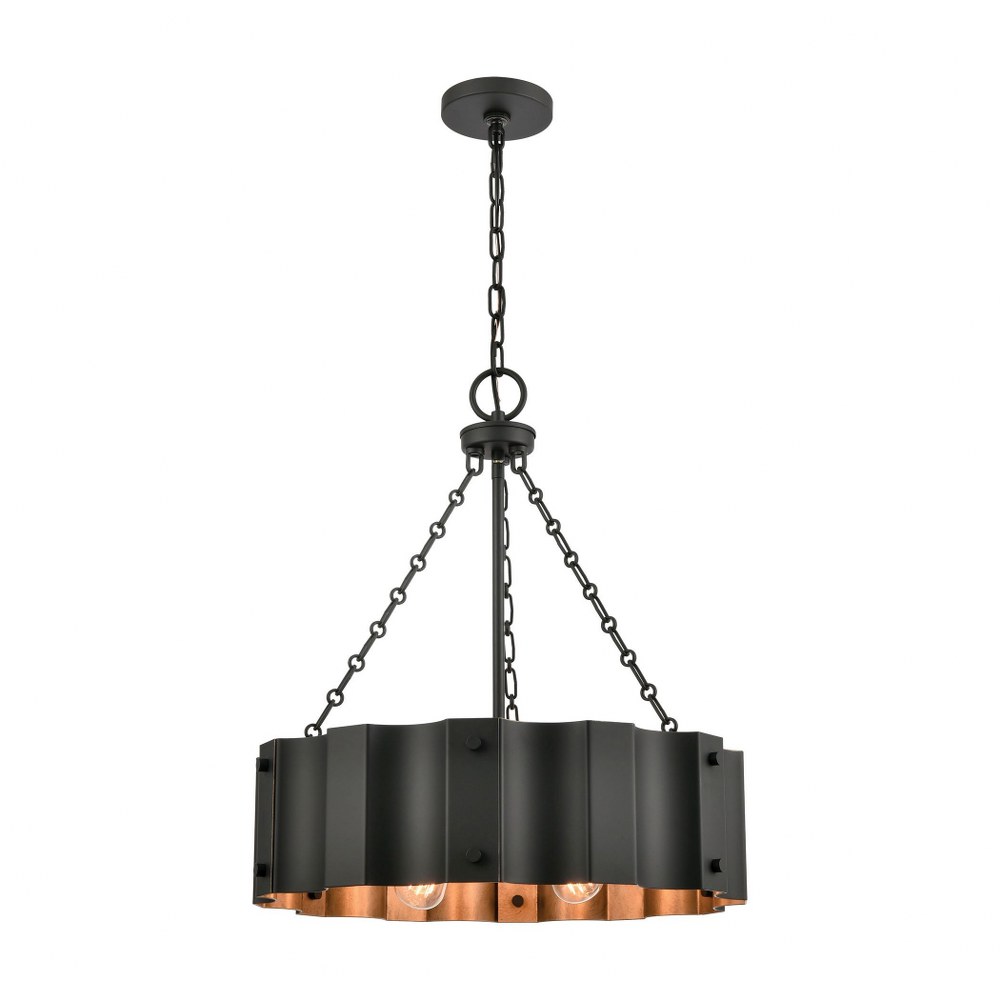 Elk Lighting-89077/4-Clausten - 4 Light Chandelier in Modern/Contemporary Style with Urban/Industrial and Modern Farmhouse inspirations - 23 Inches tall and 21 inches wide   Black/Gold Finish with Bla