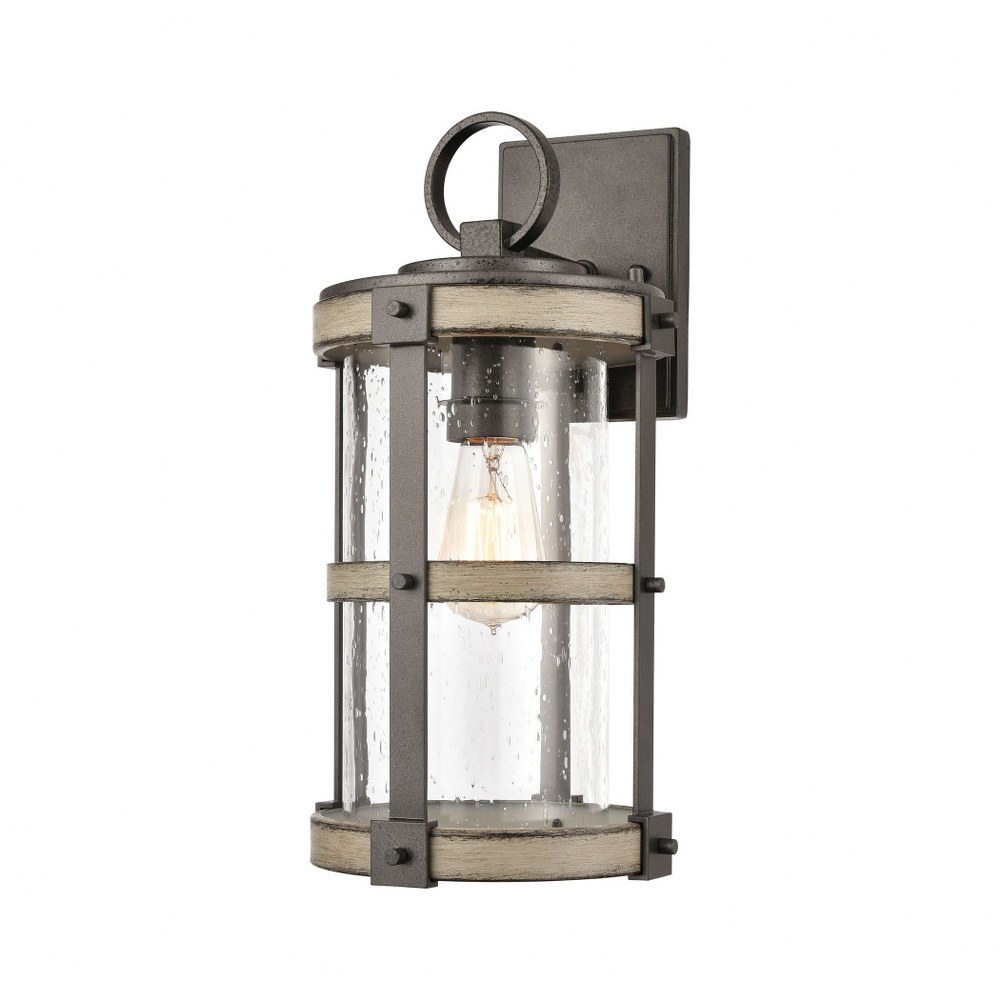 Elk Lighting-89145/1-Crenshaw - 1 Light Outdoor Wall Sconce in Transitional Style with Modern Farmhouse and Country/Cottage inspirations - 14 Inches tall and 7 inches wide 16 by 9  Anvil Iron/Distress