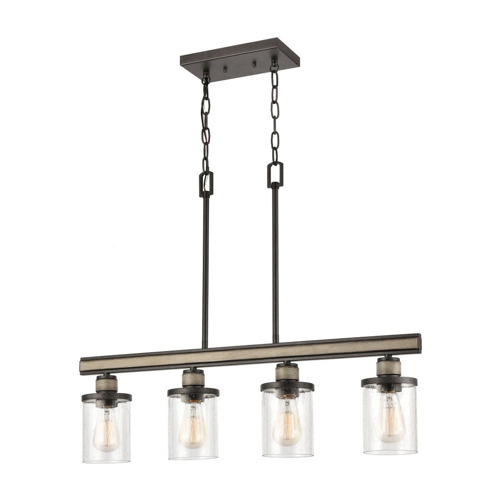 Elk Lighting-89157/4-Beaufort - 4 Light Island in Transitional Style with Modern Farmhouse and Country/Cottage inspirations - 10 Inches tall and 30 inches wide   Anvil Iron/Distressed Antique Graywood