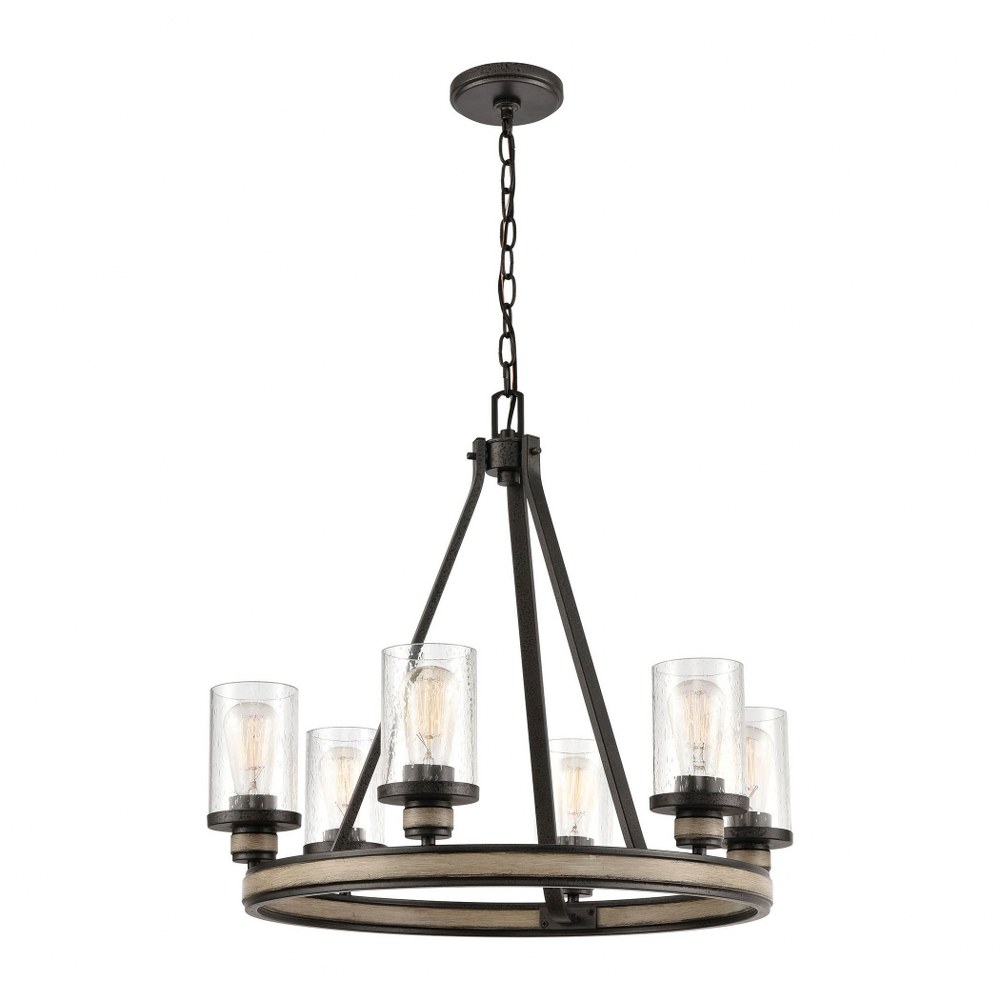 Elk Lighting-89159/6-Beaufort - 6 Light Chandelier in Transitional Style with Modern Farmhouse and Country/Cottage inspirations - 22 Inches tall and 24 inches wide   Anvil Iron/Distressed Antique Gray