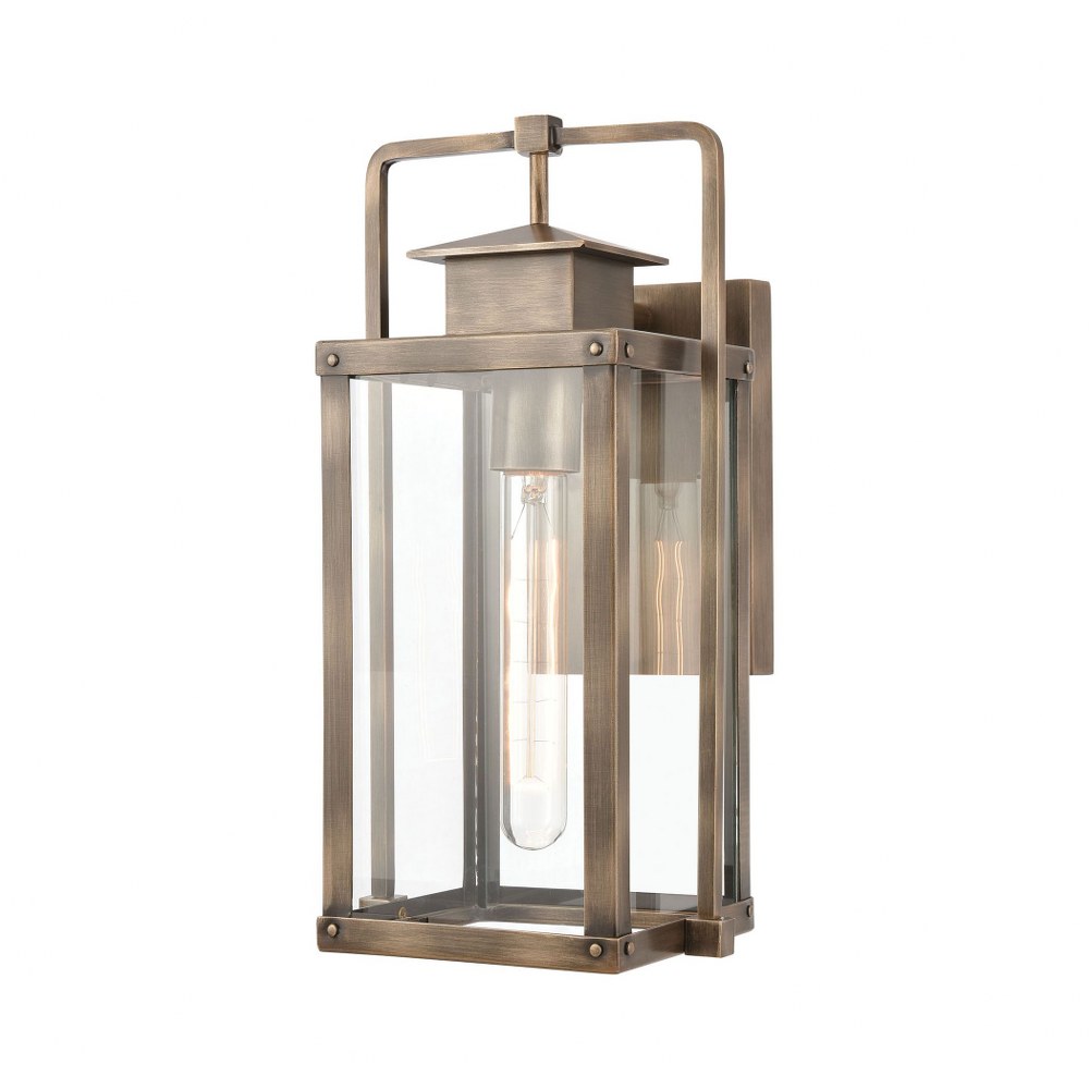 Elk Lighting-89181/1-Crested Butte - 1 Light Outdoor Wall Sconce in Transitional Style with Mission and Vintage Charm inspirations - 14 Inches tall and 7 inches wide 14 by 8  Vintage Brass Finish with