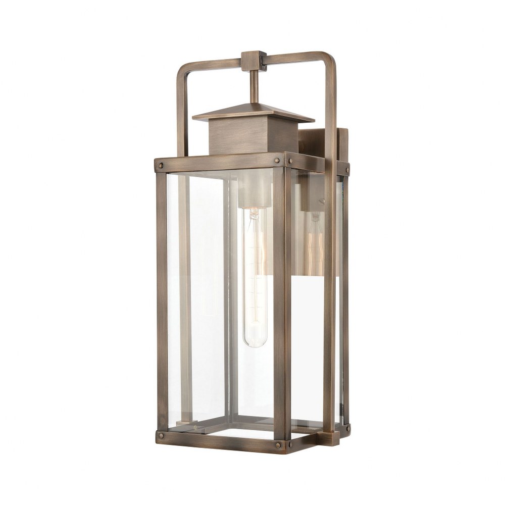 Elk Lighting-89182/1-Crested Butte - 1 Light Outdoor Wall Sconce in Transitional Style with Mission and Vintage Charm inspirations - 14 Inches tall and 7 inches wide 17 by 9  Vintage Brass Finish with