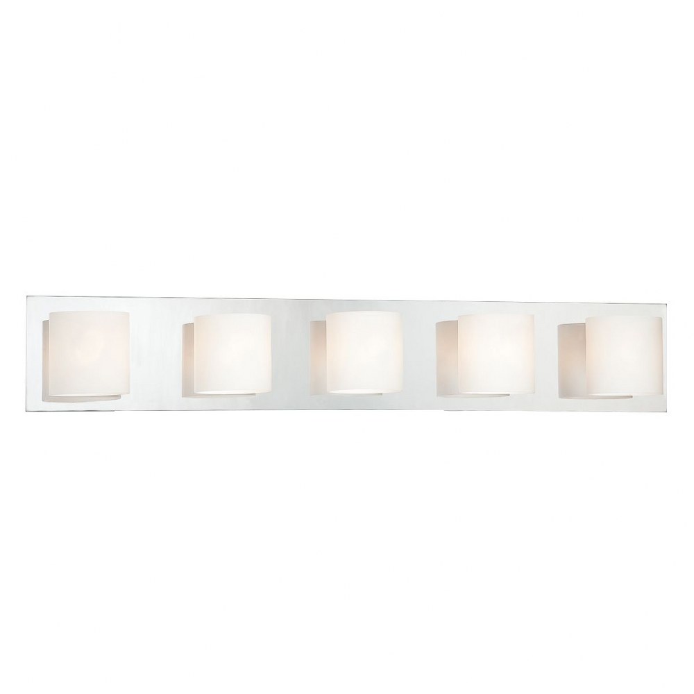 Eurofase Lighting-20381-028-Geos - Five Light Bath Bar Chrome  Chrome Finish with Opal White Glass