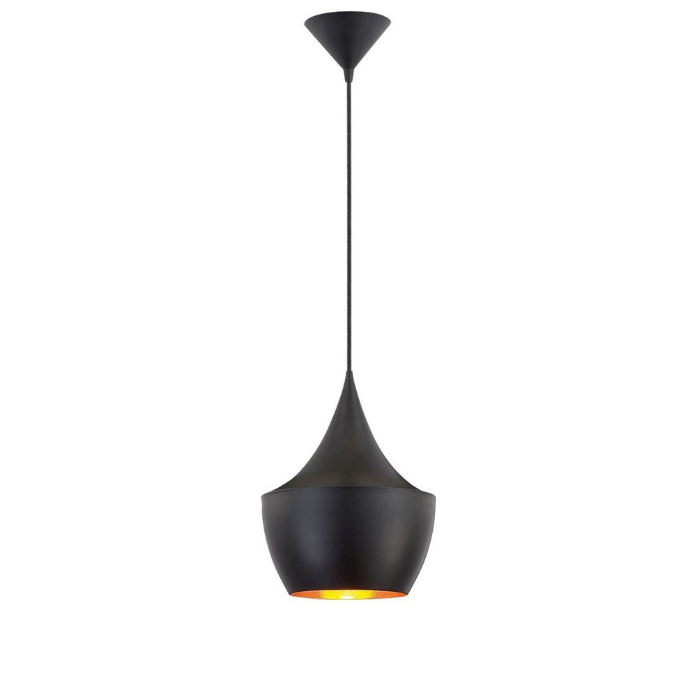 Eurofase Lighting-20438-012-Piquito - 1 Light Pendant - 9.5 Inches Wide by 11 Inches High Black  Black Finish with Black/Brass Shade