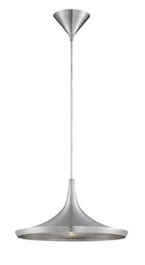 Eurofase Lighting-20439-040-Ramos - 1 Light Pendant - 14 Inches Wide by 6.5 Inches High   Brushed Aluminum Finish with White Shade