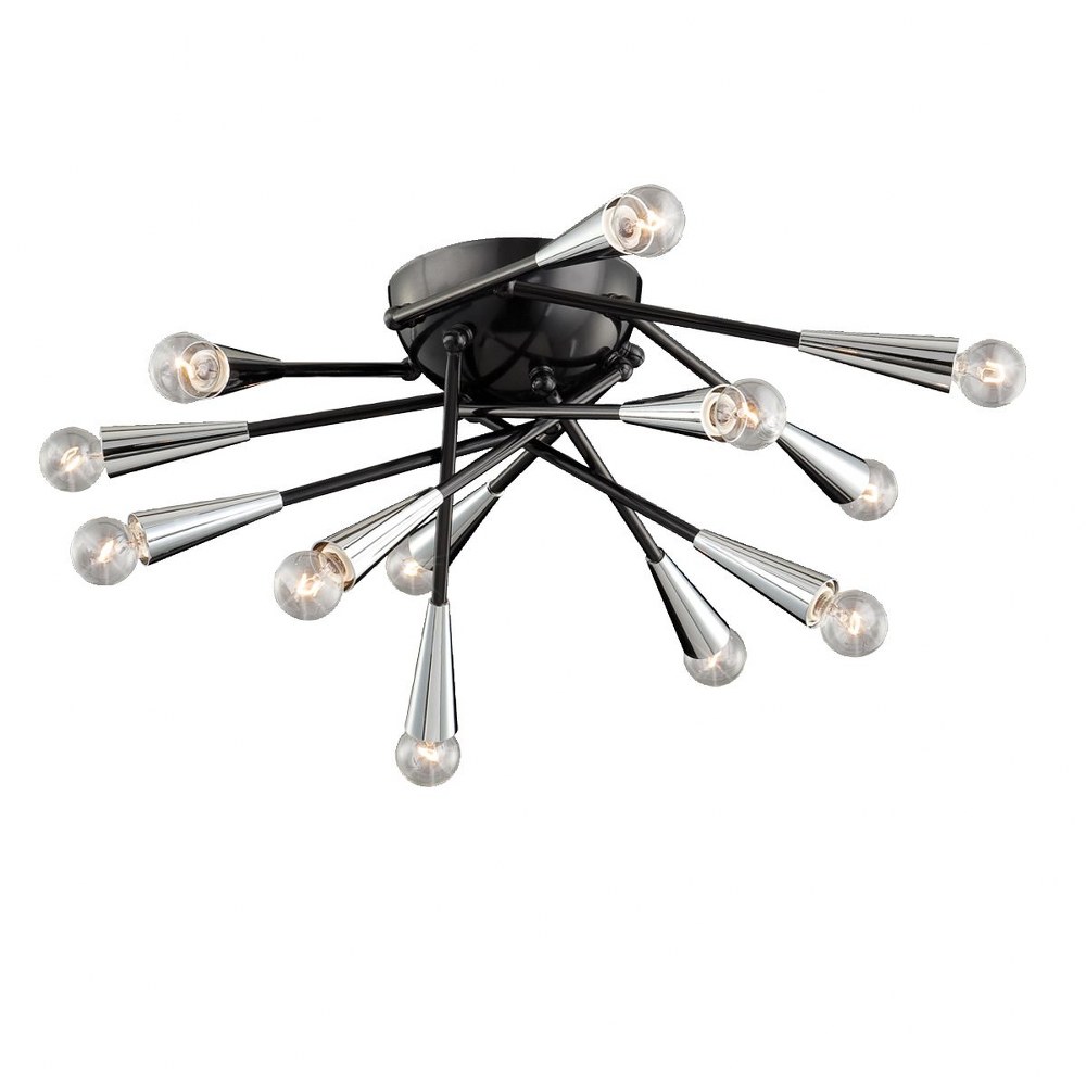 Eurofase Lighting-22802-019-Zazu - Twelve Light Flush Mount - 25.75 Inches Wide by 8 Inches High Black  Black Finish with Chrome Shade