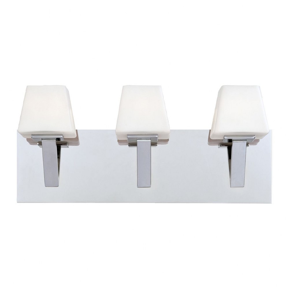 Eurofase Lighting-23042-018-Anglo - 3 Light Bath Bar - 19 Inches Wide by 8 Inches High Chrome  Satin Nickel Finish with Opal White Glass