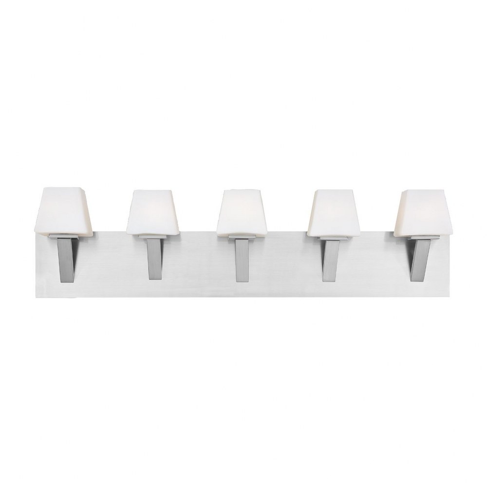 Eurofase Lighting-23044-029-Anglo - 5 Light Bath Bar - 32.75 Inches Wide by 8 Inches High Satin Nickel  Satin Nickel Finish with Opal White Glass