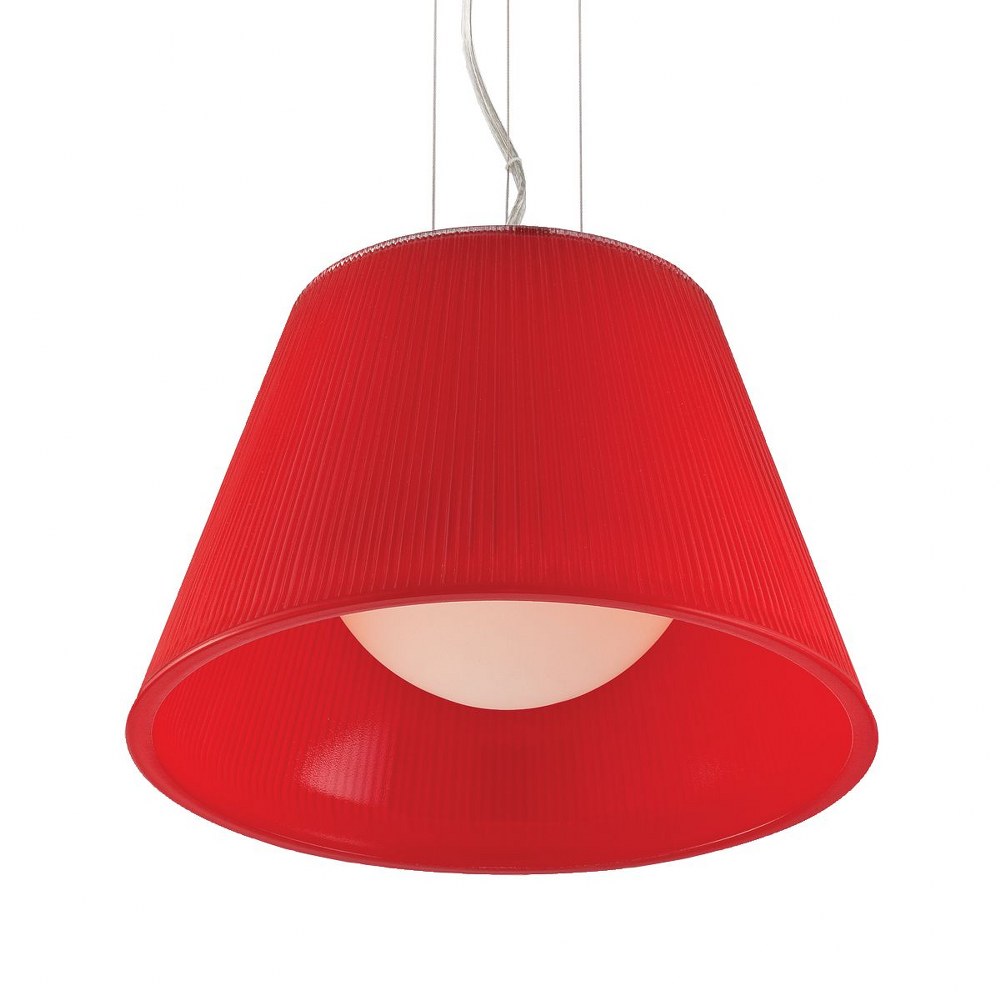 Eurofase Lighting-23067-028-Ribo - 1 Light Small Pendant - 13.25 Inches Wide by 8.5 Inches High Chrome Red Chrome Finish with White Glass