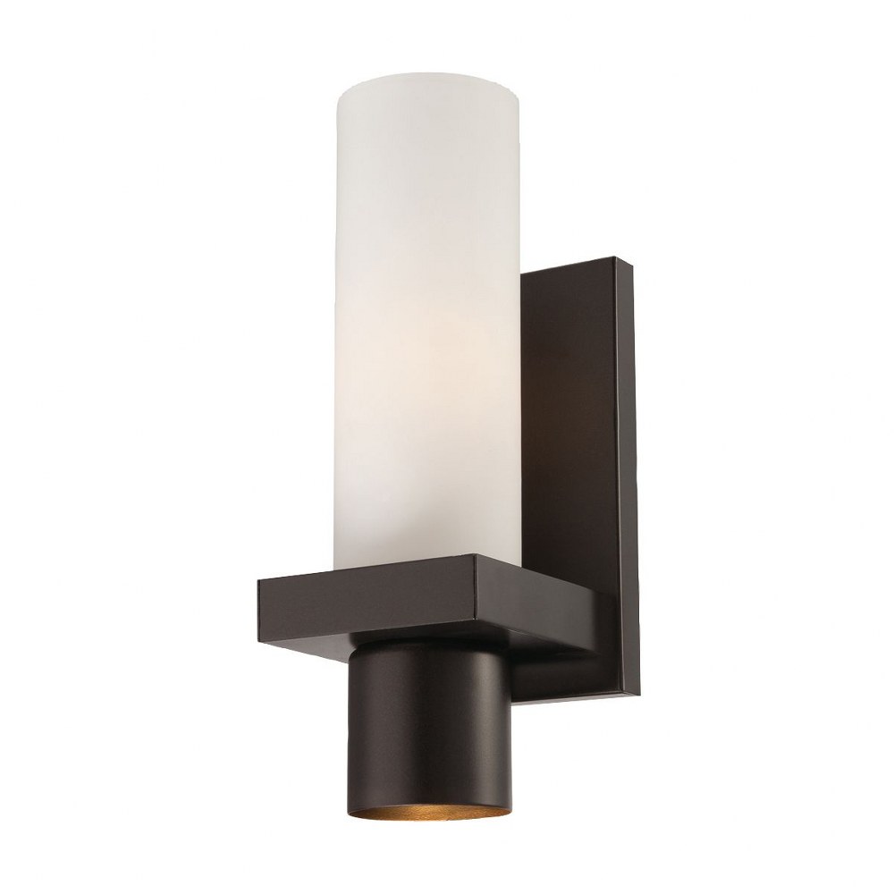 Eurofase Lighting-23277-014-Pillar - 1 Light Wall Sconce - 4.5 Inches Wide by 11.5 Inches High Oil Rubbed Bronze  Brushed Nickel Finish with Opal White Glass