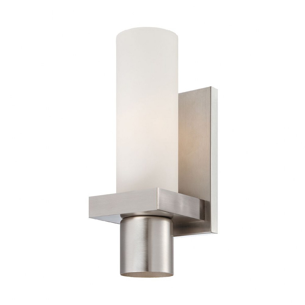 Eurofase Lighting-23277-021-Pillar - 1 Light Wall Sconce - 4.5 Inches Wide by 11.5 Inches High Brushed Nickel  Brushed Nickel Finish with Opal White Glass