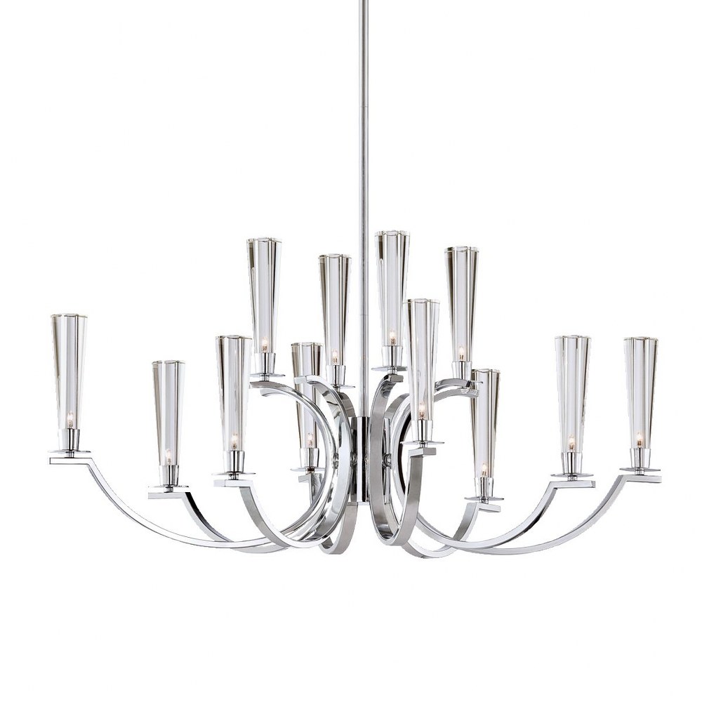 Eurofase Lighting-25636-017-Cromo Oval Chandelier 12 Light   Polished Chrome Finish with Clear Glass