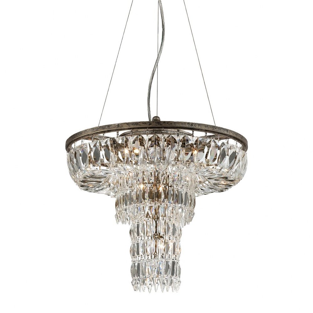 Eurofase Lighting-25649-017-Rosalia - 9 Light Pendant - 16.25 Inches Wide by 14.75 Inches High   Plated Silver Finish with Clear Crystal
