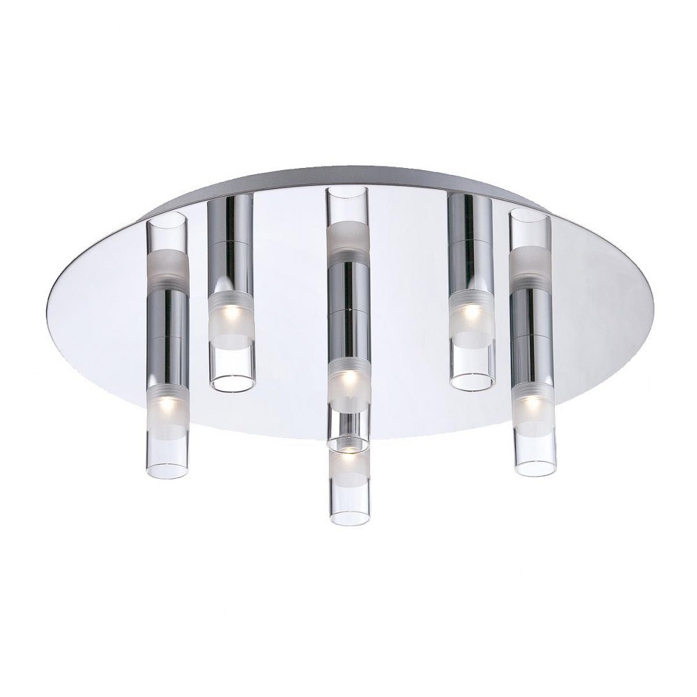 Eurofase Lighting-25675-016-Cube - 13.8W 6 LED Flush Mount - 13.75 Inches Wide by 4.5 Inches High   Chrome Finish with Clear/Frost Glass