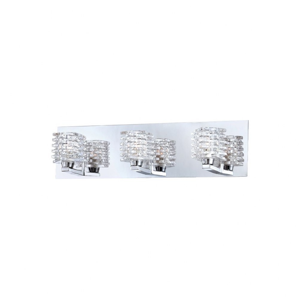Eurofase Lighting-25723-014-Lenza - Three Light Bath Bar   Chrome Finish with Clear Glass
