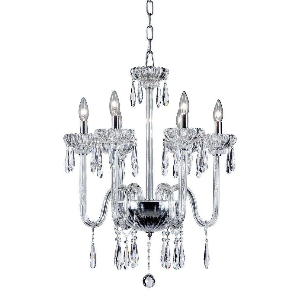 Eurofase Lighting-26237-015-Villa Chandelier 6 Light - 22 Inches Wide by 27.25 Inches High   Chrome Finish with Clear Crystal