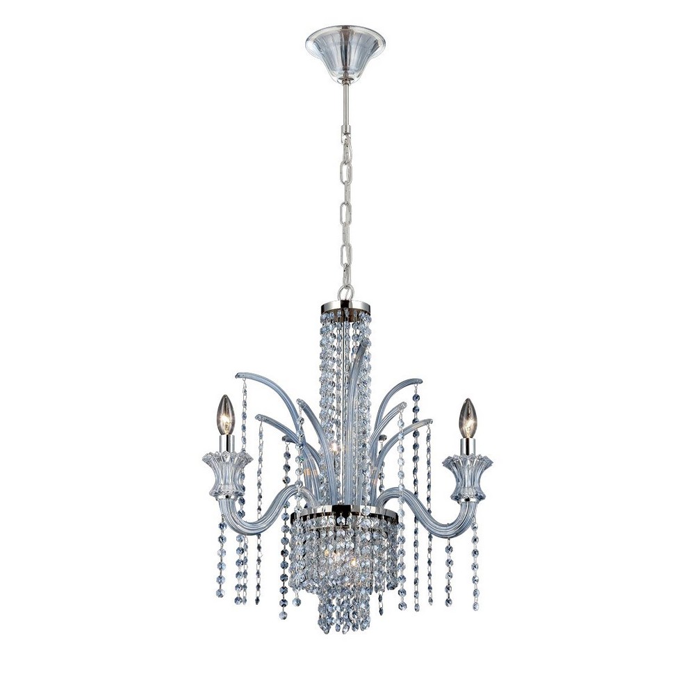 Eurofase Lighting-26240-015-Nava Chandelier 7 Light - 23.25 Inches Wide by 25.25 Inches High   Chrome Finish with Ice Blue Glass with Ice Blue Crystal