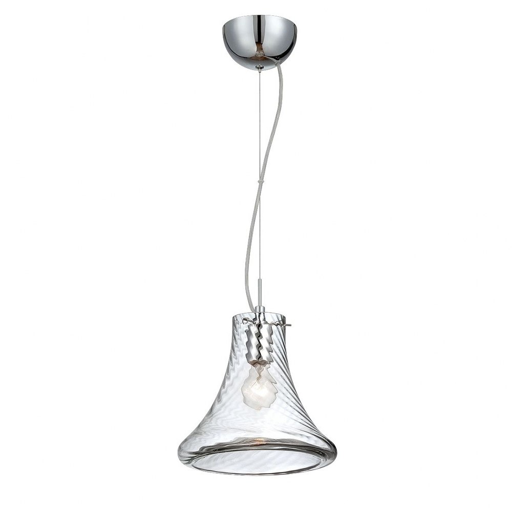 Eurofase Lighting-26250-014-Bloor - 1 Light Small Pendant - 10 Inches Wide by 9 Inches High   Chrome Finish with Rippled Blown Clear Glass