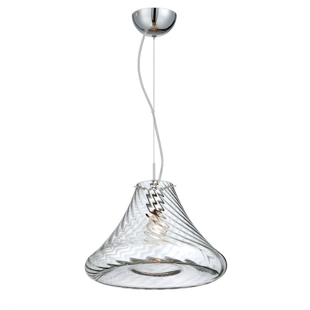 Eurofase Lighting-26251-011-Bloor - 1 Light Large Pendant - 15 Inches Wide by 10 Inches High   Chrome Finish with Rippled Blown Clear Glass