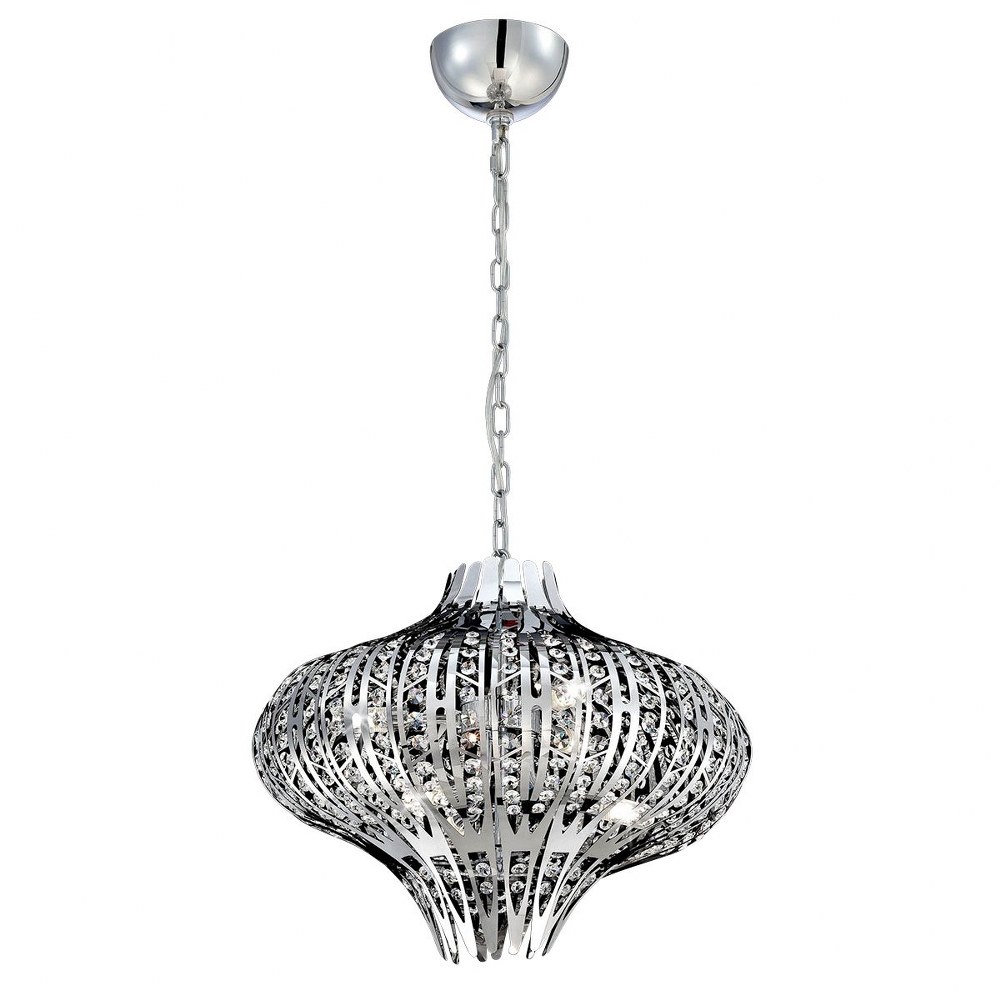 Eurofase Lighting-26330-013-Monica Chandelier 6 Light - 19.5 Inches Wide by 13.75 Inches High   Chrome Finish with Clear Crystal