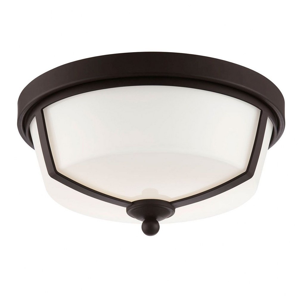 Eurofase Lighting-26636-023-Kate - 16W 2 LED Flush Mount - 12 Inches Wide by 5.5 Inches High   Bronze Finish with Opal White Glass
