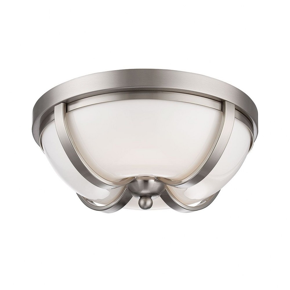 Eurofase Lighting-26637-013-Andrew - 16W 2 LED Flush Mount - 12.5 Inches Wide by 5 Inches High   Satin Nickel Finish with Opal White Glass