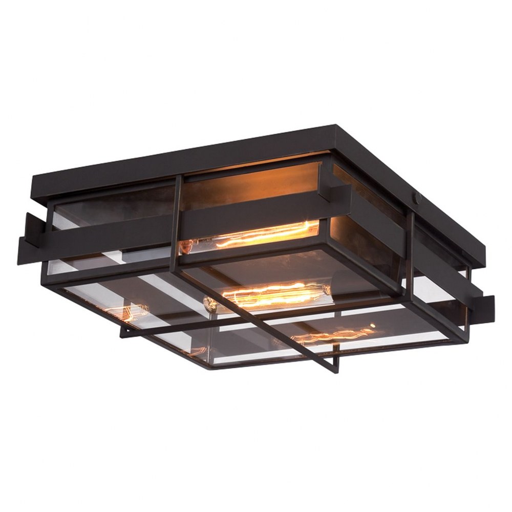Eurofase Lighting-28055-013-Muller - 2 Light Flush Mount - 14 Inches Wide by 5 Inches High   Bronze Finish with Clear Glass