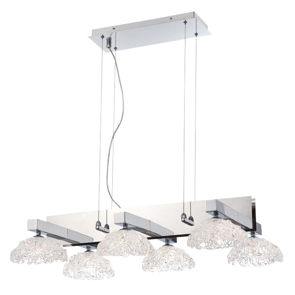 Eurofase Lighting-28137-016-Caramico Chandelier 6 Light - 21 Inches Wide by 5.75 Inches High   Chrome Finish with Clear Glass