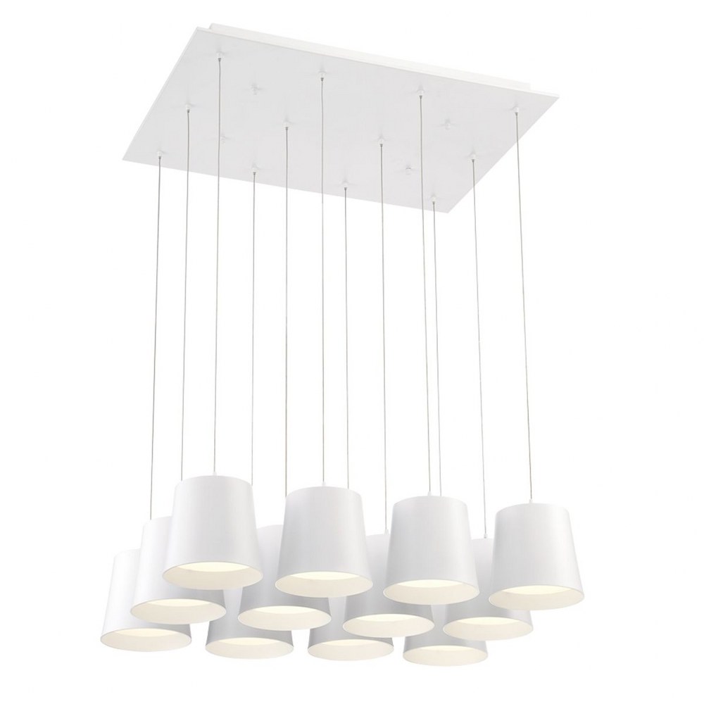 Eurofase Lighting-28164-012-Borto Chandelier 12 Light - 20 Inches Wide by 8.25 Inches High   White Finish with Frosted Glass
