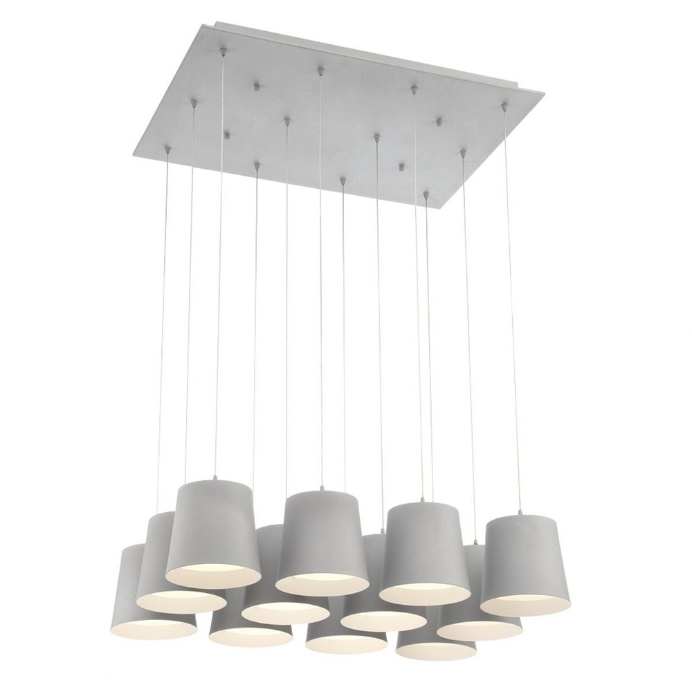 Eurofase Lighting-28164-036-Borto Chandelier 12 Light - 20 Inches Wide by 8.25 Inches High   Grey Finish with Frosted Glass