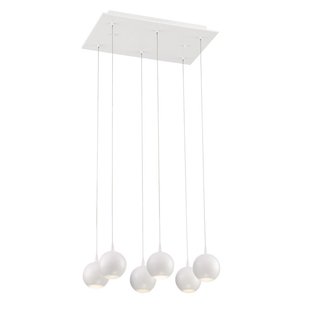 Eurofase Lighting-28168-010-Patruno Chandelier 6 Light - 11.5 Inches Wide by 4 Inches High   Matte White Finish with Frosted Acrylic Glass