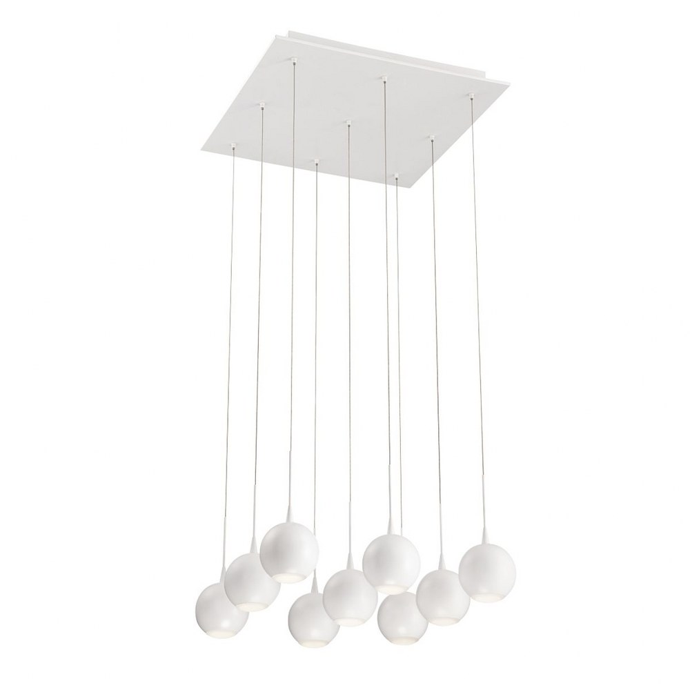 Eurofase Lighting-28170-013-Patruno Chandelier 9 Light - 18.5 Inches Wide by 4 Inches High   Matte White Finish with Frosted Acrylic Glass