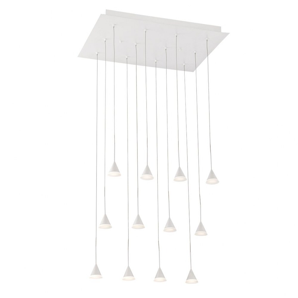 Eurofase Lighting-28176-015-Albion Chandelier 12 Light - 18.5 Inches Wide by 6.75 Inches High   White Finish with Frosted Acrylic Glass