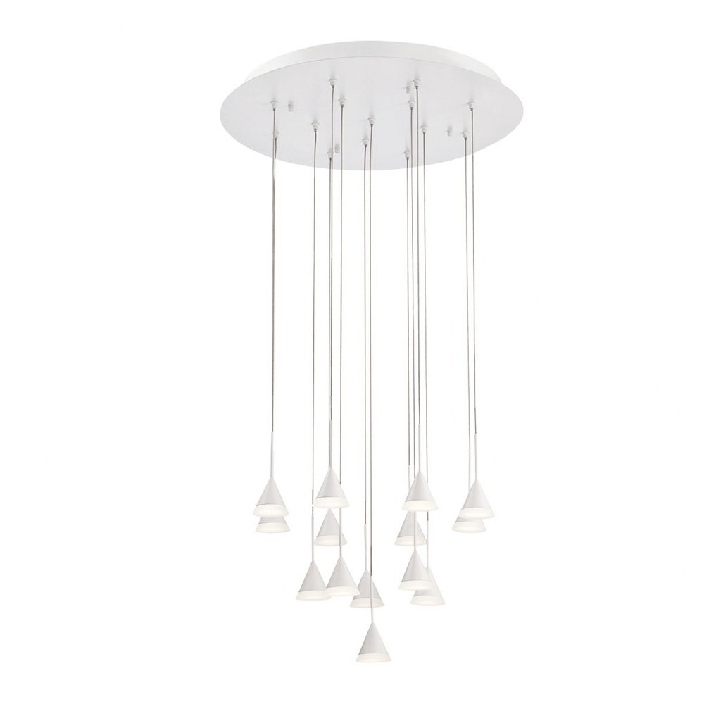 Eurofase Lighting-28177-012-Albion Chandelier 14 Light - 19 Inches Wide by 6.75 Inches High   White Finish with Frosted Acrylic Glass