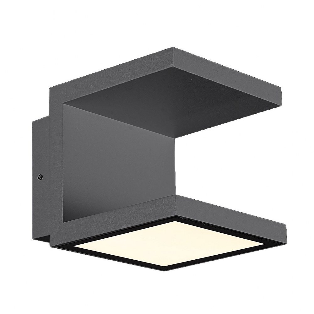 Eurofase Lighting-28284-024-Rail - 12W 120 LED Outdoor Wall Sconce - 4.75 Inches Wide by 4.75 Inches High Graphite Grey  Graphite Grey Finish with Frost Pc Glass