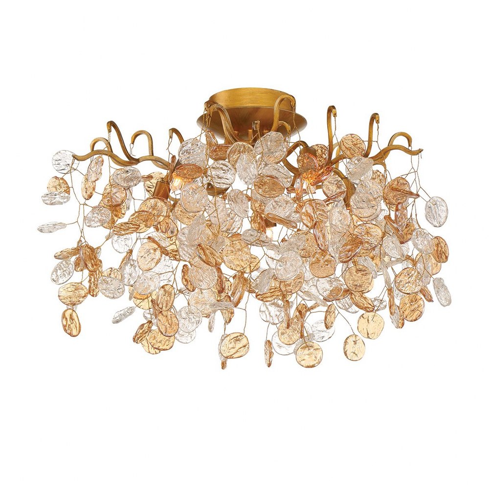 Eurofase Lighting-29056-019-Campobasso - 5 Light Flush Mount - 20.5 Inches Wide by 12 Inches High   Amber Crystal