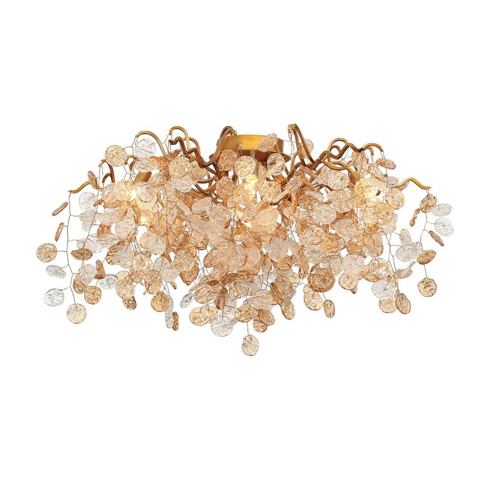 Eurofase Lighting-29057-016-Campobasso - 7 Light Flush Mount - 27.25 Inches Wide by 14 Inches High   Amber Crystal