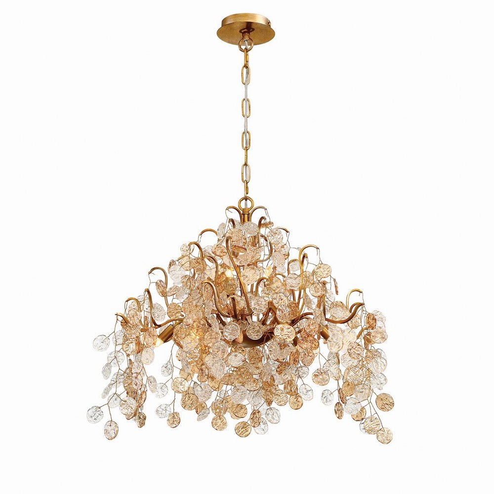 Eurofase Lighting-29060-016-Campobasso Chandelier 11 Light   Gold Finish with Clear/Amber Crystal