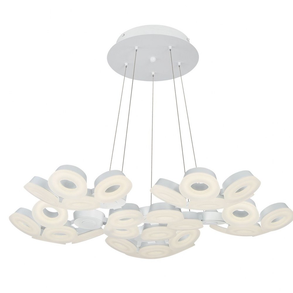 Eurofase Lighting-29094-011-Glendale Chandelier 30 Light - 35.25 Inches Wide by 5.5 Inches High   White Finish with Frosted Glass