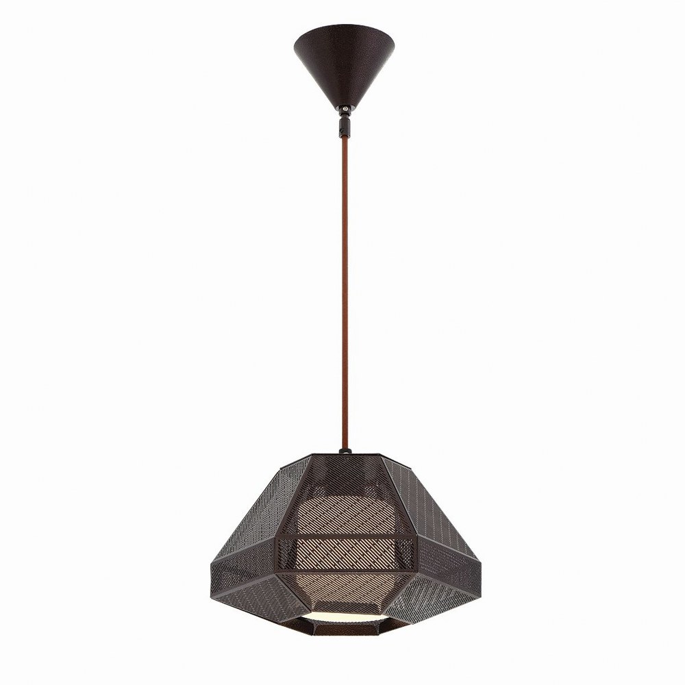 Eurofase Lighting-30016-026-Recinto - 1 Light Pendant - 12 Inches Wide by 8 Inches High   Bronze Finish with Opal White Glass