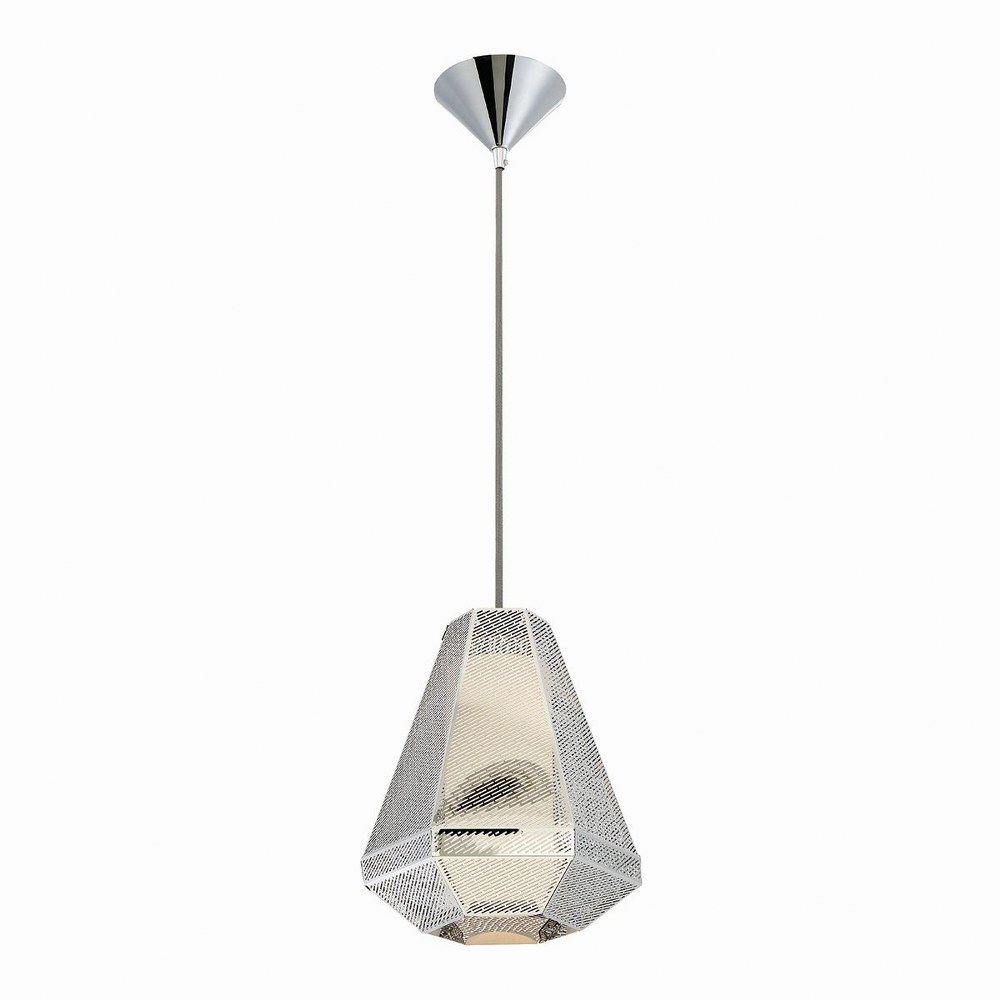 Eurofase Lighting-30017-016-Recinto - 1 Light Pendant - 9 Inches Wide by 10.5 Inches High   Chrome Finish with Opal White Glass