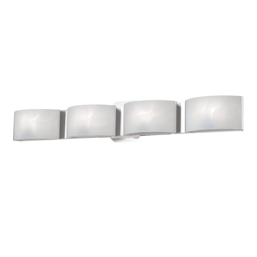 Eurofase Lighting-30091-016-Dakota 4 Light Bath Vanity Approved for Damp Locations - 27 Inches Wide by 4.75 Inches High   Chrome Finish with Frosted White Glass