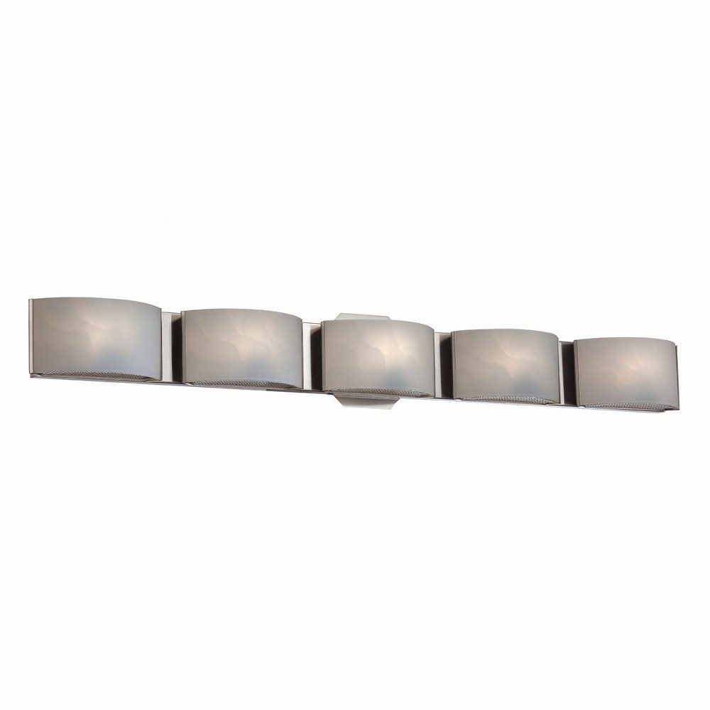 Eurofase Lighting-30092-013-Dakota 5 Light Bath Vanity Approved for Damp Locations - 33.5 Inches Wide by 4.75 Inches High   Chrome Finish with Frosted White Glass