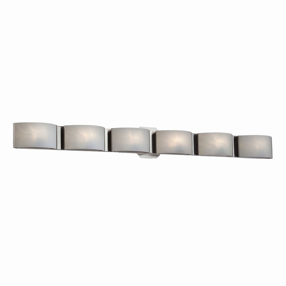 Eurofase Lighting-30093-010-Dakota 6 Light Bath Vanity Approved for Damp Locations - 40.5 Inches Wide by 4.75 Inches High   Chrome Finish with Frosted White Glass