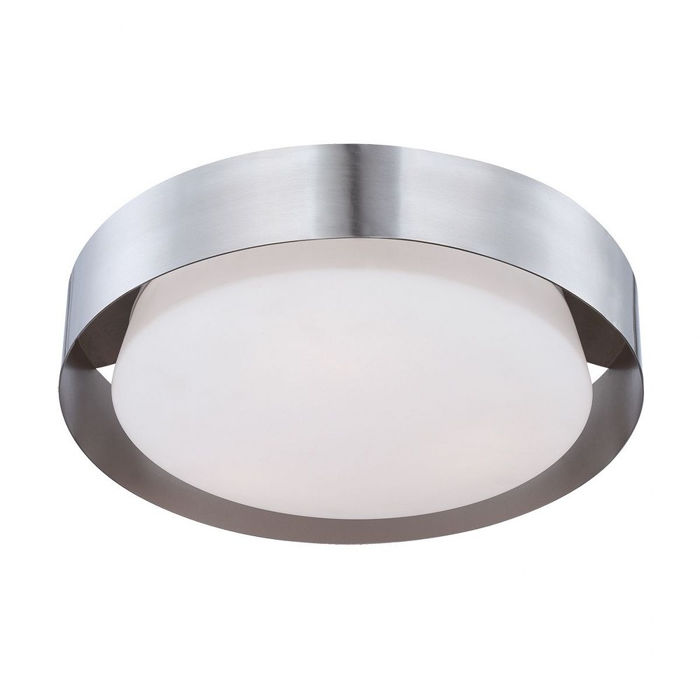 Eurofase Lighting-30105-027-Saturn - 24W 1 LED Flush Mount - 15.5 Inches Wide by 4.75 Inches High   Satin Nickel Finish with Opal White Glass